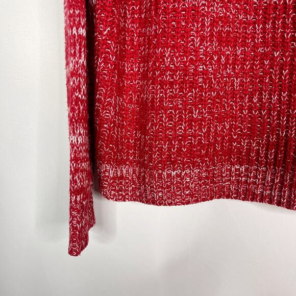 Native Youth Mens XLarge XL Red Contrast Sleeve Pullover Sweater Crew Neck Marl - Picture 3 of 10